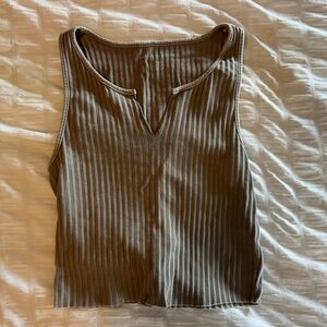 Sleeveless Ribbed Tank Top - Brown